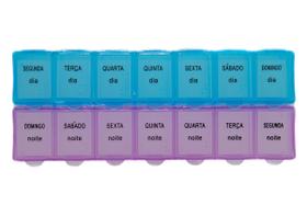 Caixa Porta Comprimidos Semanal Dia e Noite 2x Ao Dia