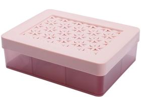 Caixa Porta-Joias Plástica com 6 Divisórias Rosé Hana Ordene Caixa Porta-Joias Plástica com 6 Divisórias Rosé Hana Ordene