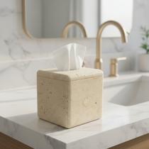 Caixa Porta Lenço Papel Mármore Travertino Lavabo Decorativo Caixa Porta Lenço Papel Mármore Travertino Lavabo Decorativo
