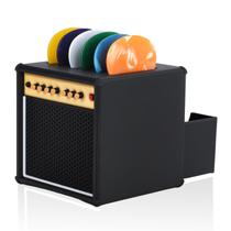 Caixa porta-palhetas de guitarra HETOETF com 5 palhetas de celulóide Caixa porta-palhetas de guitarra HETOETF com 5 palhetas de celulóide