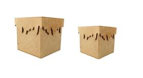 Caixa Porta Panetone Mdf Cru C/ Tampa Quadrado 1kg + 500gr