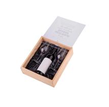 Caixa Porta Rolhas em Madeira com Tampa Acrílico e 2 Taças