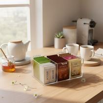 Caixa Porta Sache Chá Açúcar Com Tampa Acrílico Cristal Transparente / Cristal Prime