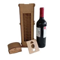 Caixa porta Vinho em MDF com Tampa - Embalagem para Presente - Modelo Cabine Telefonica 9x9x36