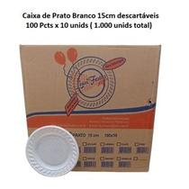 Caixa Prato Branco Sobremesa 15cm c/ 100x10 (1.000 unids) descartável - Louri Festas Caixa Prato Branco Sobremesa 15cm c/ 100x10 (1.000 unids) descartável - Louri Festas