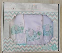 Caixa Presente Com Fraldinha e Body Verde - Circus Loupiot - com 3 peças