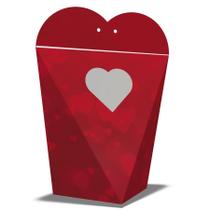 CAIXA PRESENTE CORAÇÃO C/ VISOR 27x20x14cm AMOR PCT C/ 10 UN