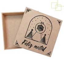 Caixa Presente em MDF Decorada Natal Coração Caixinha 15x15x5