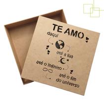 Caixa Presente Grande em MDF Decorada Te amo Daqui Até a Lua Caixa Presente Grande em MDF Decorada Te amo Daqui Até a Lua