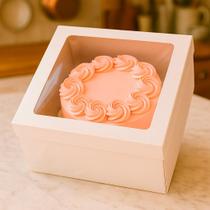 Caixa Presente Mini Bolo/Bentô Cake Bolinho Confeitaria 16x16x8cm com Visor - KIT 5~20 Caixa Presente Mini Bolo/Bentô Cake Bolinho Confeitaria 16x16x8cm com Visor - KIT 5~20