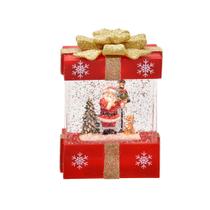 Caixa presente natal c luz e mov em agua noel violinista