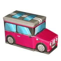 Caixa Puff Organizador de Brinquedos 55X26X31cm Ônibus Rosa - MULTIVISÃO Caixa Puff Organizador de Brinquedos 55X26X31cm Ônibus Rosa - MULTIVISÃO