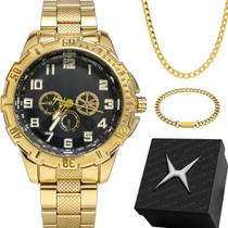 Caixa Pulseira + Cordao Grumet 18k preto retro presente original ponteiro dourado trabalho analogico robusto ouro grande Caixa Pulseira + Cordao Grumet 18k preto retro presente original ponteiro dourado trabalho analogico robusto ouro grande