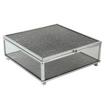 Caixa quad.decor metal vidro poliu prateado Caixa quad.decor metal vidro poliu prateado