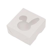 Caixa Quadrada 8x8cm Visor Coelho Rosto com Orelha Caída Branca 10 unidades Caixa Quadrada 8x8cm Visor Coelho Rosto com Orelha Caída Branca 10 unidades