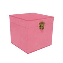 Caixa Quadrada com Dobradiça e Fecho Ouro Velho 10x10x10 Kit 5un Mdf Madeira Pintado