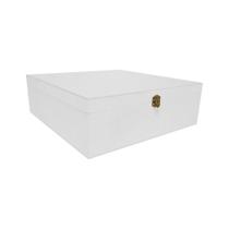 Caixa Quadrada com Dobradiça e Fecho Ouro Velho 30x30x10 Kit 5un Mdf Madeira Pintado