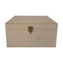 Caixa Quadrada com Dobradiça e Fecho Personalizado 20x20x10 Kit 3un Mdf Madeira
