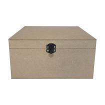 Caixa Quadrada com Dobradiça e Fecho Personalizado 20x20x10 Kit 3un Mdf Madeira