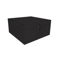 Caixa Quadrada com Dobradiça e Fecho Preto 20x20x10 Mdf Madeira Pintado