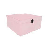 Caixa Quadrada com Dobradiça e Fecho Preto 20x20x10 Mdf Madeira Pintado