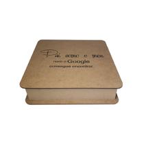 Caixa Quadrada com Dobradiça Frase Pai 22,5x22,5x5,5 Mdf Madeira