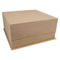 Caixa Quadrada Com Gaveta e Tampa Dobradiça 40x40x19 Mdf 6mm Madeira