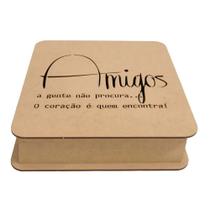 Caixa Quadrada Dobradica Amigos 22,5x22,5x5,5cm MDF Marpax Caixa Quadrada Dobradica Amigos 22,5x22,5x5,5cm MDF Marpax