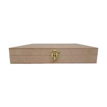 Caixa Quadrada Dobradiça e Fecho Maleta 24x24x4 Kit 3un Mdf Madeira