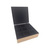 Caixa Quadrada Flocada Com Dobradiça 18x18x6 Com 9 Divisórias - MDF Madeira