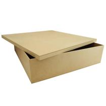 Caixa Quadrada Tampa Sapato 34x34x8 Mdf Madeira