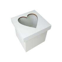 Caixa Quadrada Tampa Sapato Coração e Película 8x8x8 Mdf Madeira Pintado