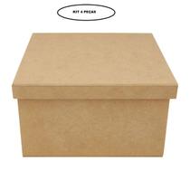 Caixa Quadrada Tampa Sapato Kit 4 Un. 18X18x15 Mdf Madeira
