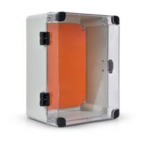Caixa quadro painel eletrico tampa transparente com dobradiça e fecho 31x23x16cm cinza ip66