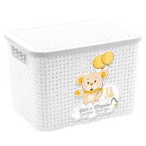 Caixa Rattan Branca 3,5 L Bebê Mamãe Com Tampa E Alças Laterais Para Quarto Infantil Caixa Rattan Branca 3,5 L Bebê Mamãe Com Tampa E Alças Laterais Para Quarto Infantil
