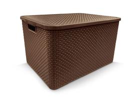 Caixa Rattan Guarda Brinquedos Multiuso Empilhavel 20 Litros