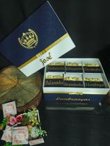 Caixa Recordação do Bebê com Nome - AZUL MARINHO DE COROA