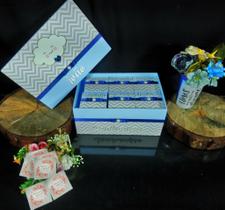 Caixa Recordação do Bebê com Nome - Chuva Amor Azul Bb