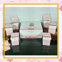 Caixa Recordação do Bebê com Nome - URSA BAILARINA ROSA LISTRADO