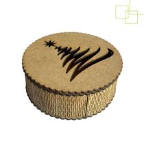 Caixa Redonda em MDF Decorada com Tampa Presente Natal Criativo 12,5 cm