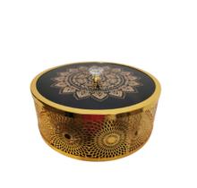 Caixa Redonda Maior Decorativa Dourada Vazado Formosa Caixa Redonda Maior Decorativa Dourada Vazado Formosa