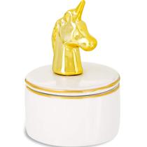 Caixa Redonda Porta Joias Unicornio Dourado 7CM 08951