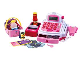 Caixa Registradora Acessórios E Som Infantil Completo Rosa - DM Toys