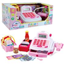 Caixa Registradora Com Acessórios Luz E Som Scanner Alimentos De Brinquedo Infantil Azul Rosa Dm Toys