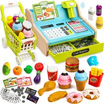 Caixa registradora de madeira VROGTIK recarregável com brinquedo de scanner