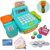Caixa registradora infantil calculadora acessórios som e luz