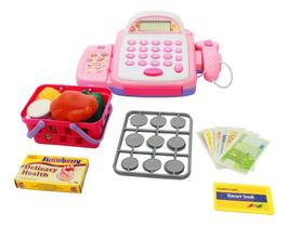 Caixa Registradora Infantil Calculadora Mercadinho Cor Rosa - Importway