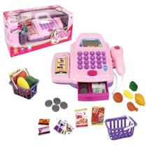 Caixa Registradora Infantil com Acessórios Luz e Som Cor: Rosa - toys