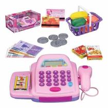 Caixa Registradora Infantil com Acessórios Luz e Som Rosa - toys