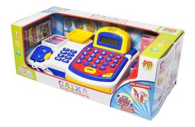 Caixa Registradora Infantil Completa Inclui Acessórios DM Toys DMT3816 Azul